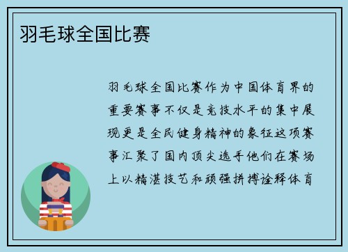 羽毛球全国比赛